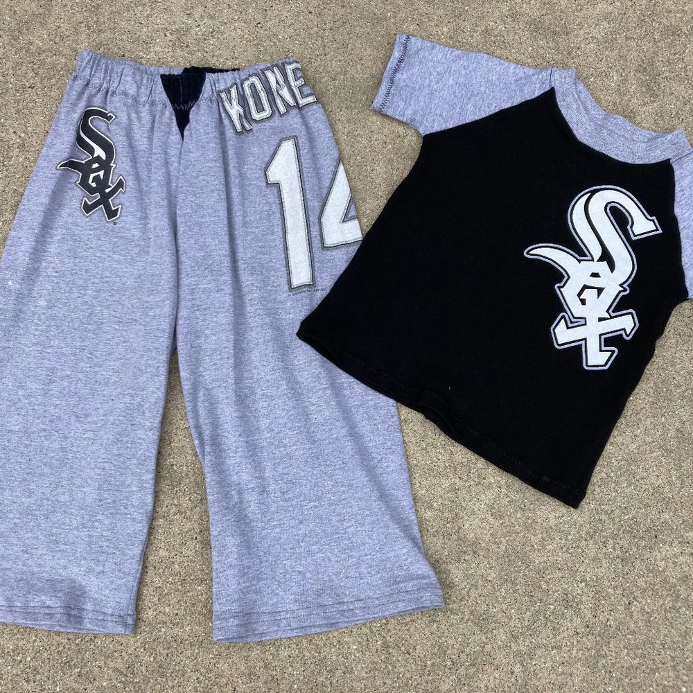 Chicago White Sox MLB Handmade baseball outfit vintage t shirt two piece set 3t